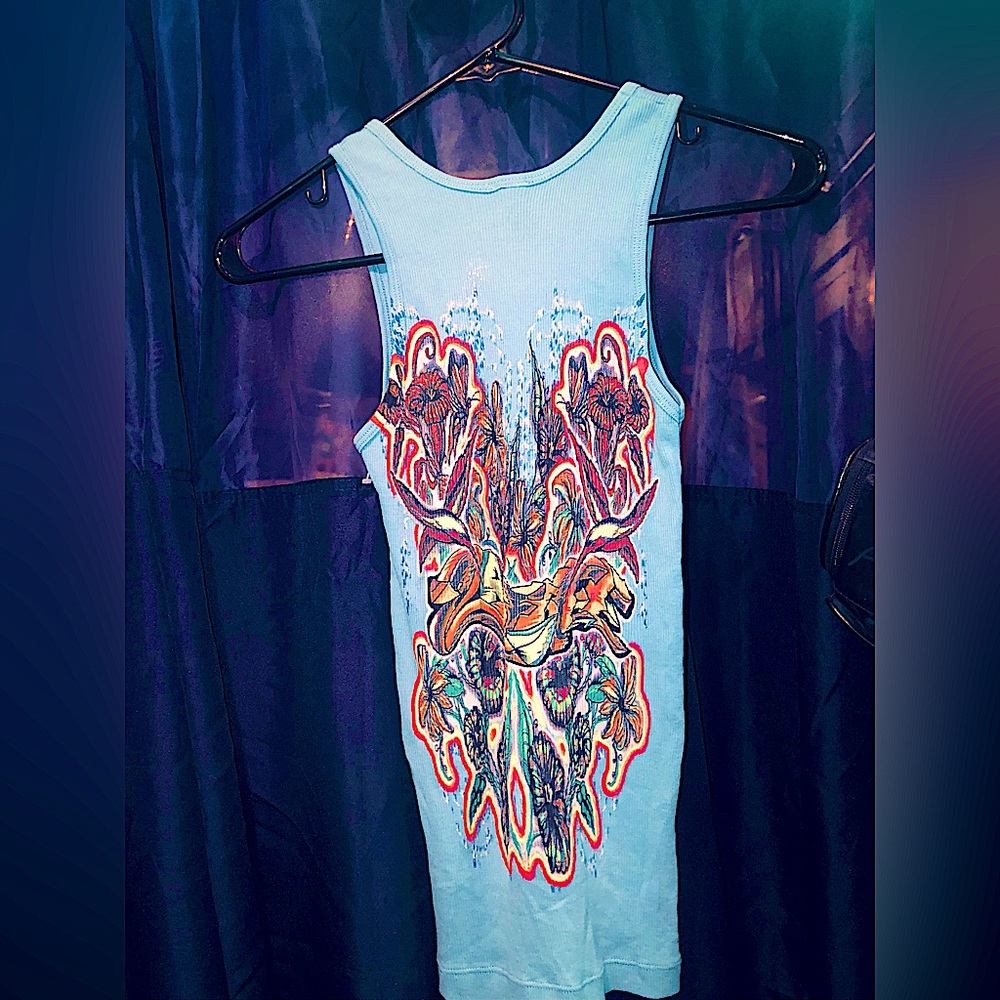 2 B Free light blue graphic tank top size medium brand new never worn